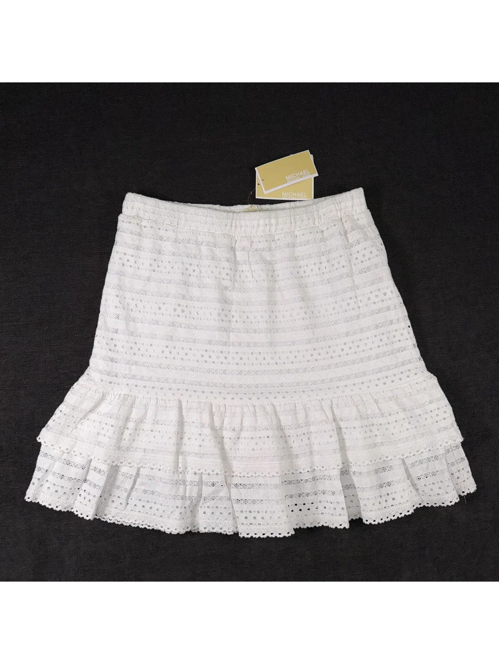 Michael Kors White Eyelet Ruffle Skirt Size S